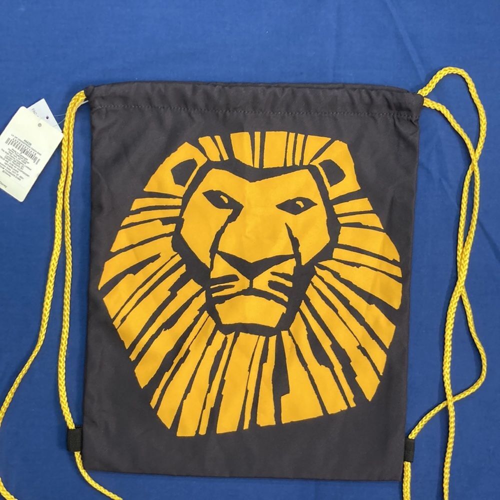 Disney Lion King Broadway Drawstring Bag Black Yellow Logo NWT